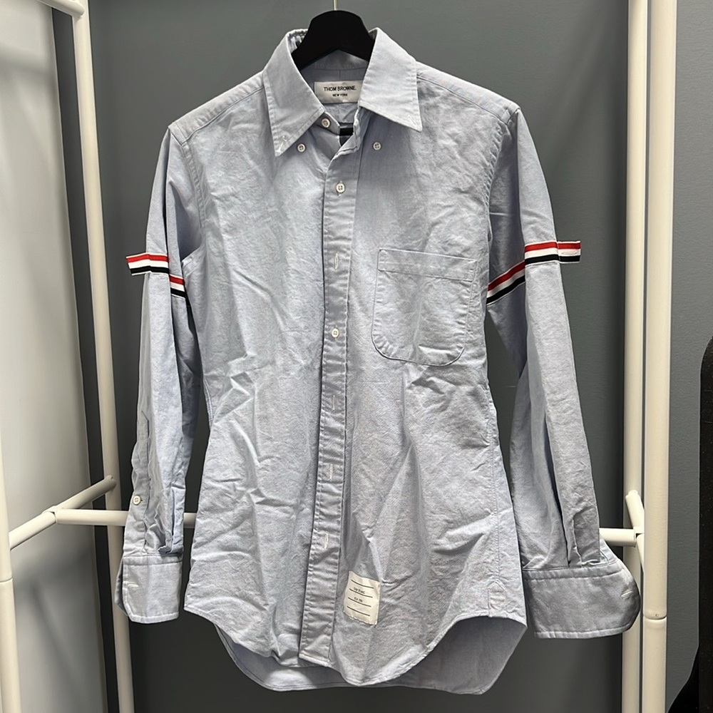 Thom browne light blue oxford cotton shirt